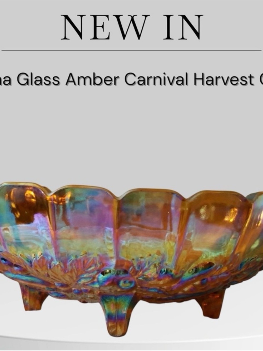 Amber Carnival Glass Footed Bowl by